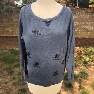 Leifnotes Anthro Sequin Migration Bird Sweatshirt